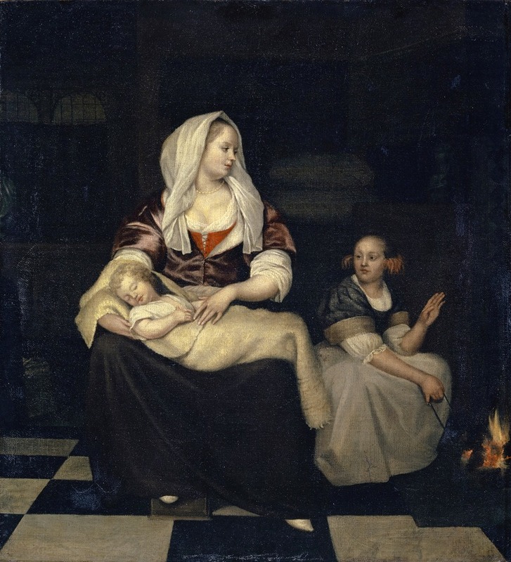 Jacob Ochtervelt - A Mother With Her Child And A Maid