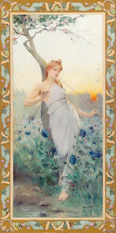 Jean Alfred Marioton - A Maiden Among The Flowers