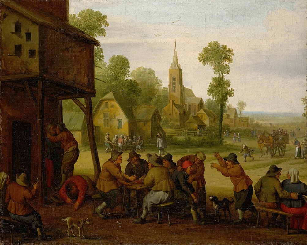 Joost Cornelisz Droochsloot - Farmers Carousing In Front Of An Inn