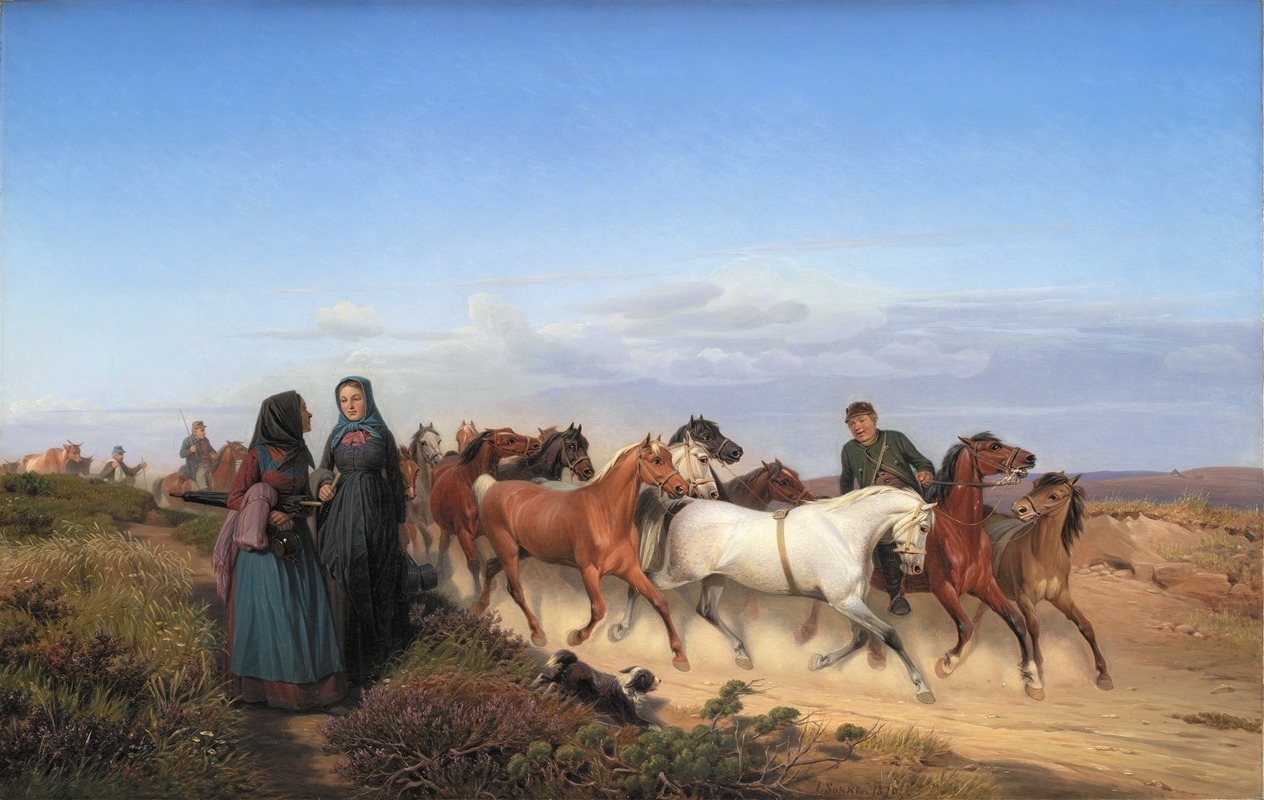 Jørgen Sonne - Jyske Farmers On Their Way Home From Market With Their Horses