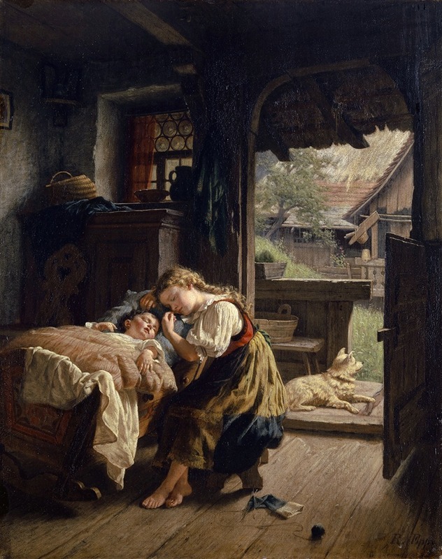 Rudolf Epp - Interior With Sleeping Siblings