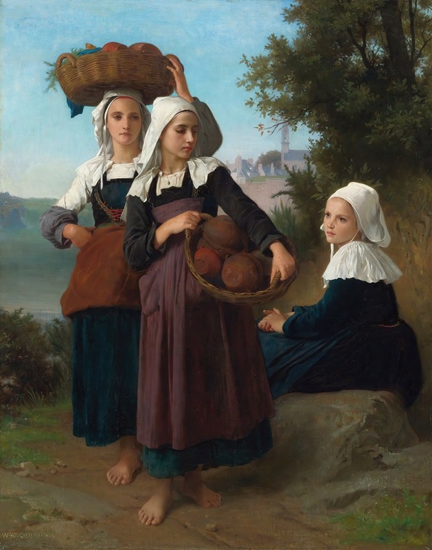 William Bouguereau - Fouesnant Girls Returning From The Market
