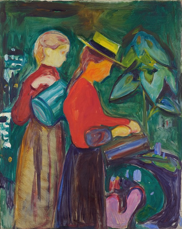 Edvard Munch - Girls watering Flowers (The Linde Frieze)