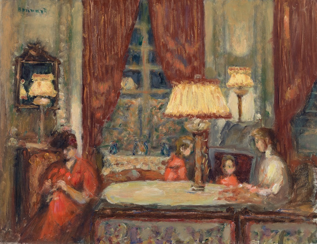 Pierre Bonnard - Evening Under the Lamps (La Soirée sous les lampes)