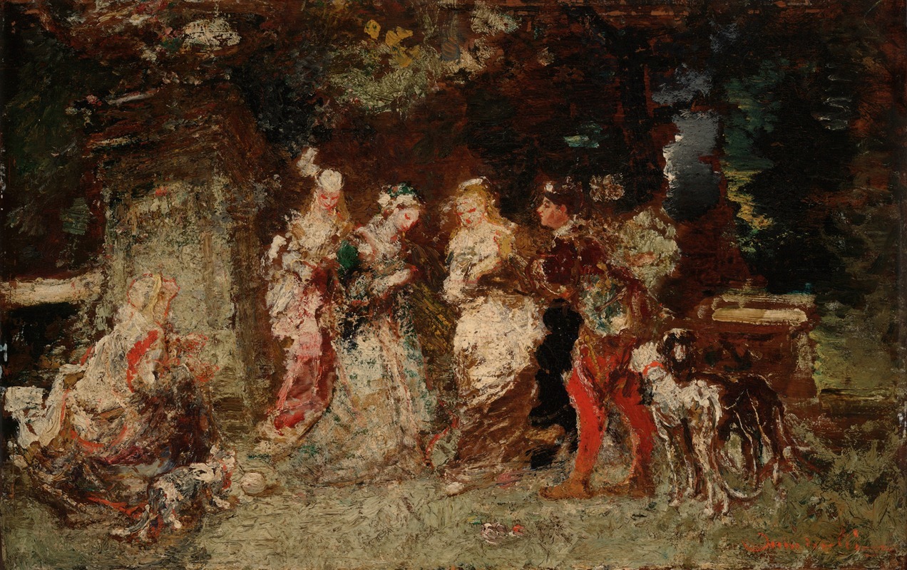 Adolphe Monticelli - Garden Scene
