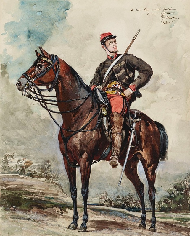Georges Jules Victor Clairin - Portrait équestre, éclaireur à cheval