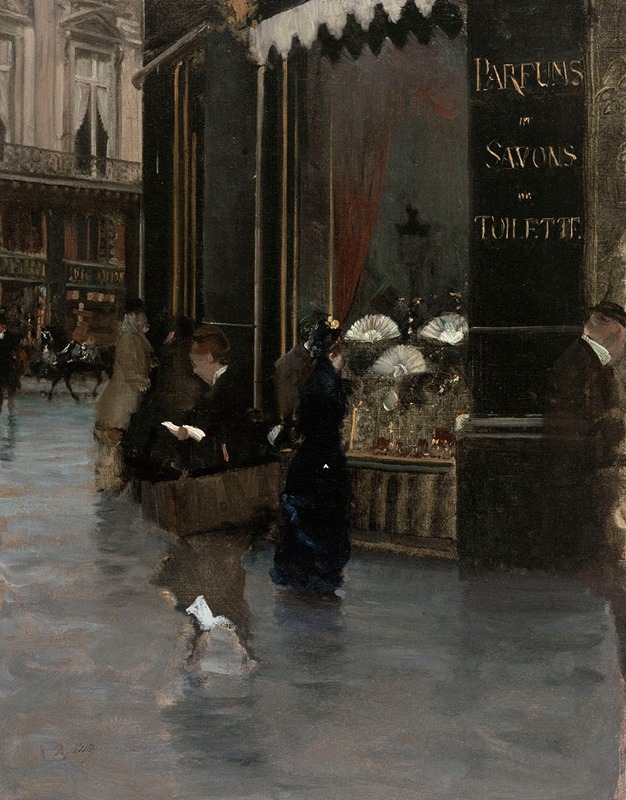 Giuseppe De Nittis - La parfumerie Violet, à l’angle du boulevard des Capucines et de la rue Scribe.