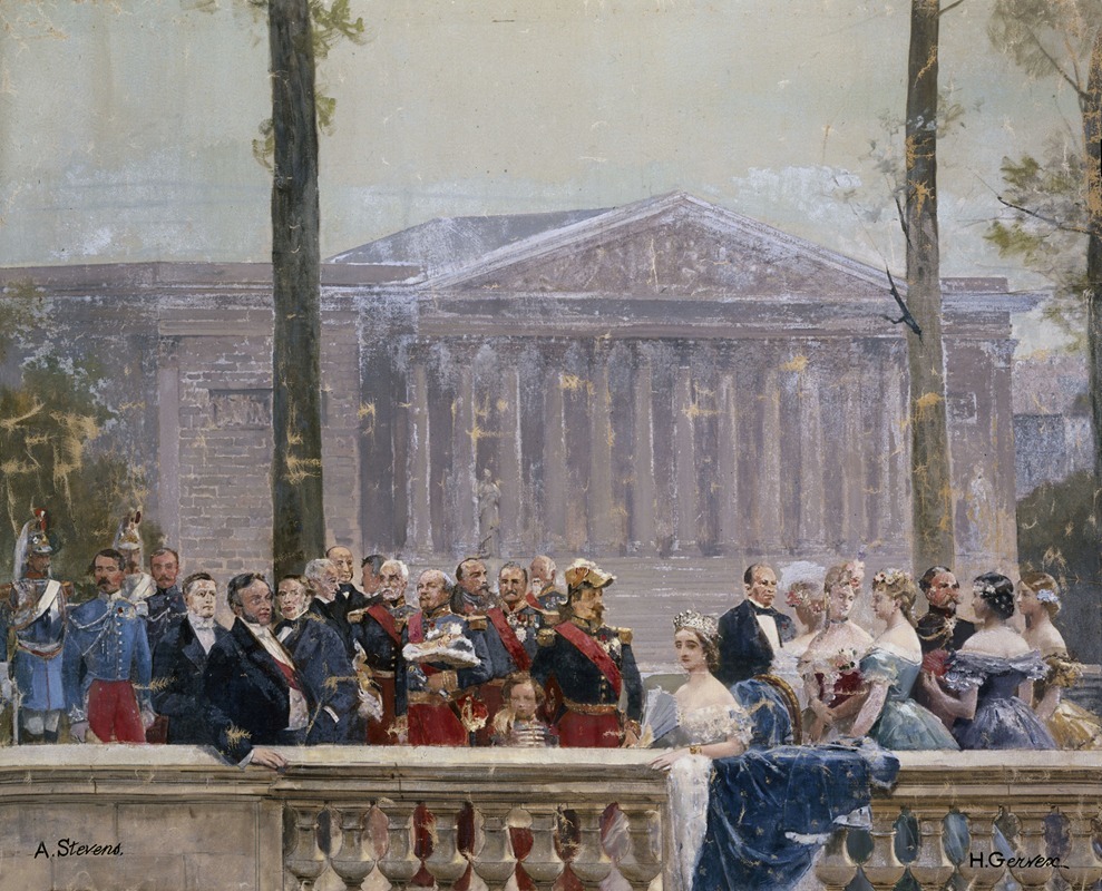 Henri Gervex - la famille impériale entourée de nombreuses personnalités du Second Empire devant le palais Bourbon