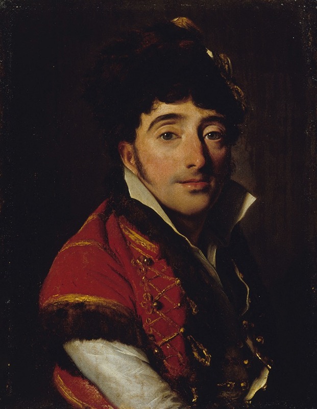 Louis Léopold Boilly - Portrait d’un acteur, en veste rouge bordée de fourrure