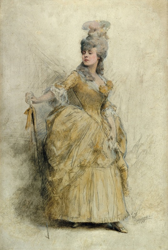 Théobald Chartran - Portrait de Réjane (1856-1920) en costume de scène.