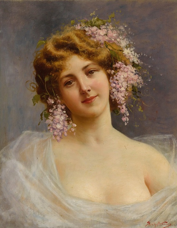 Achille Beltrame - Girl With Lilacs