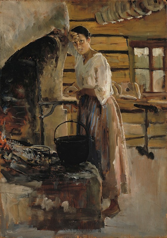 Akseli Gallen-Kallela - Woman Cooking Whitefish