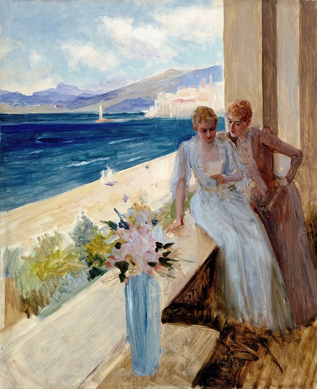 Albert Edelfelt - The Artist’s Wife And Emilie Von Etter On The Balcony In Cannes