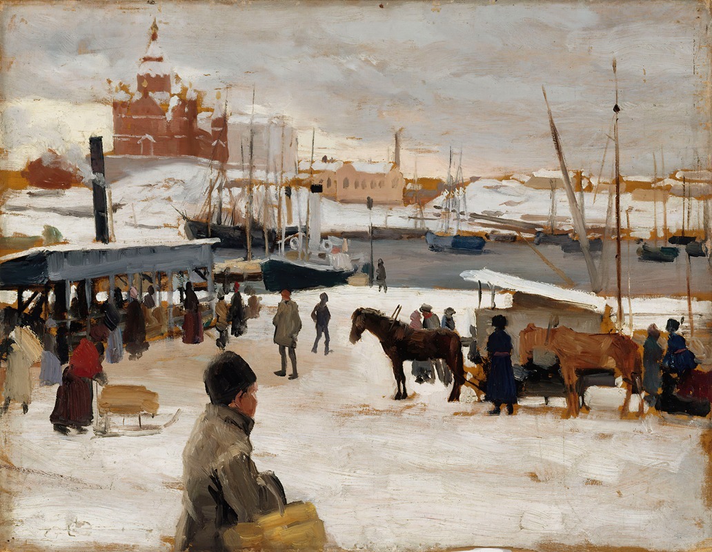 Albert Edelfelt - Winter Day In Helsinki Market Square, Study