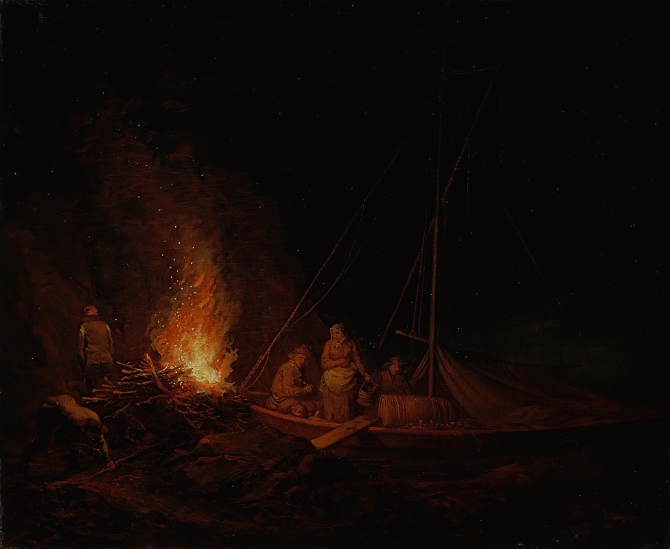 Alexander Lauréus - Fishermen Lighting A Campfire