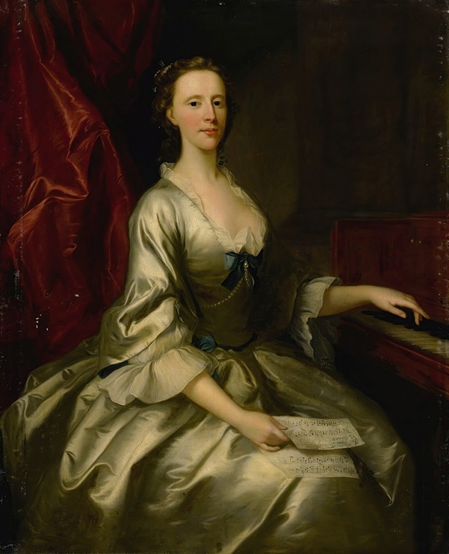 Allan Ramsay - Portrait Of A Lady, Three-Quarter Length, Seated At A Harpsichord, Holding A Sheet Of Music