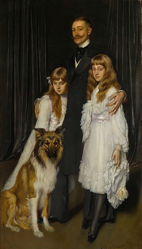 Antonio de La Gandara - Portrait Of Ambassador Del Solar And His children