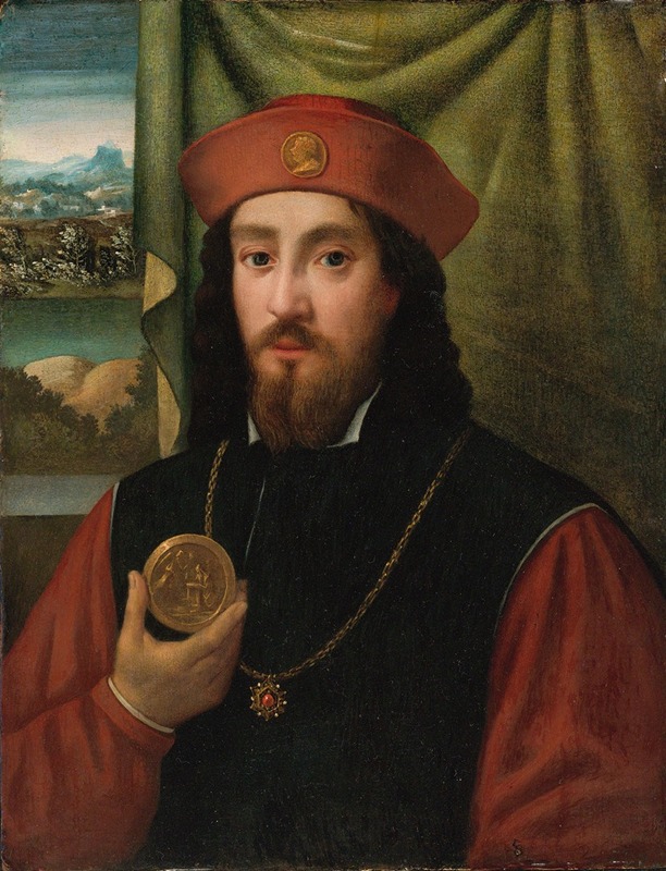 Bartolomeo Veneto - Portrait Of A Man Holding A Medal