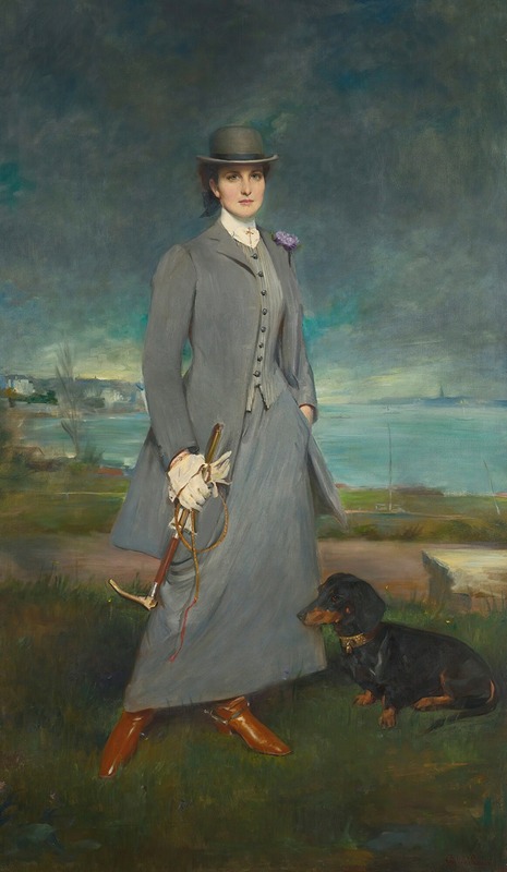 Charles Albert Walhain - Portrait Of Countess De La Maitrie In equestrian Dress