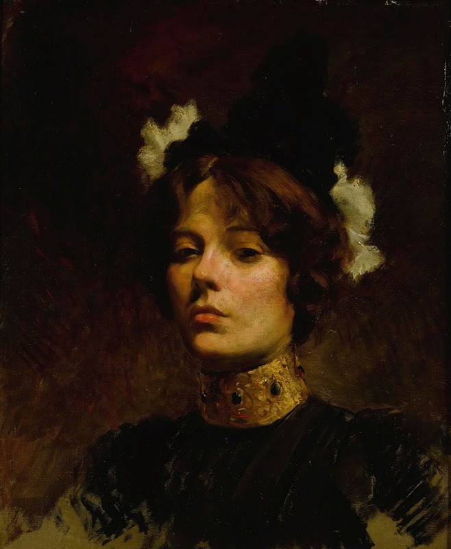 Continental School - Portrait Of A Woman With A Jeweled Collar