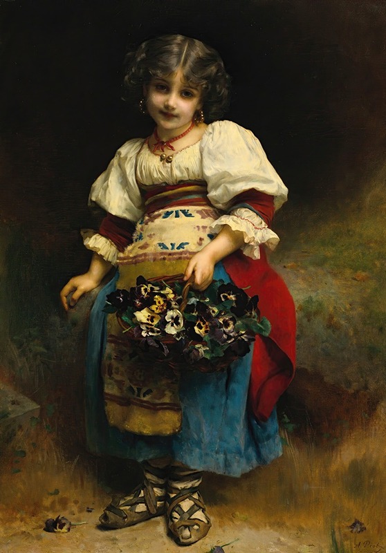 Etienne Adolphe Piot - A Basket Of Flowers