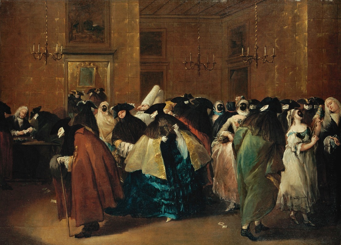 Francesco Guardi - The Ridotto In Venice With Masked Figures Conversing
