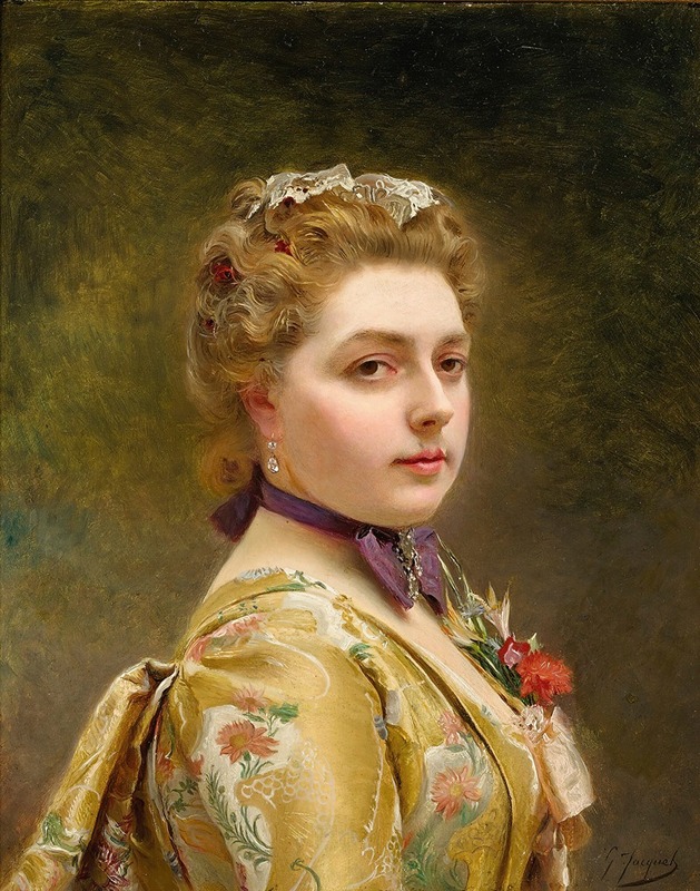 Gustave Jean Jacquet - A Lady In A Golden Gown
