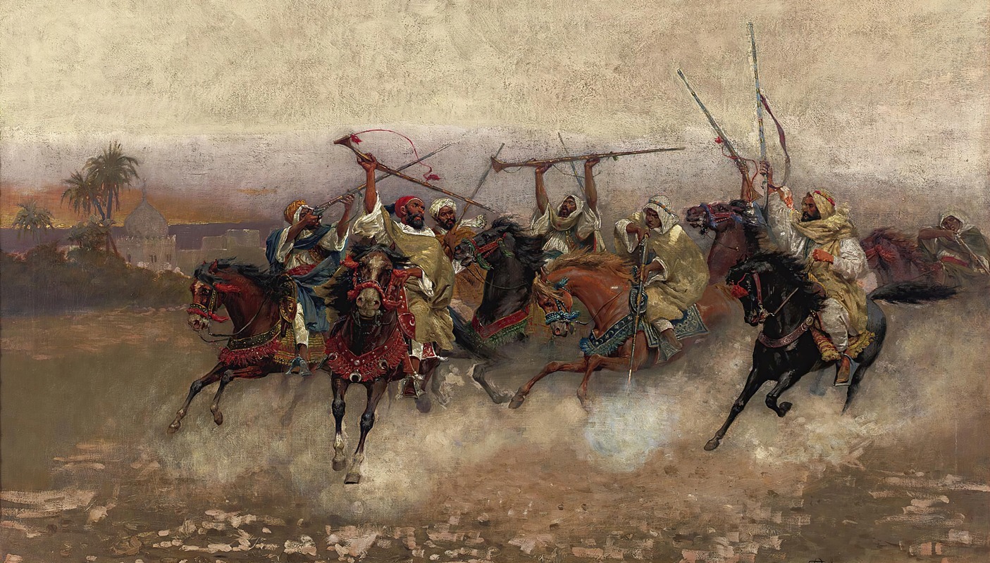 Henry Enrico Coleman - Arab Horsemen In Gallop