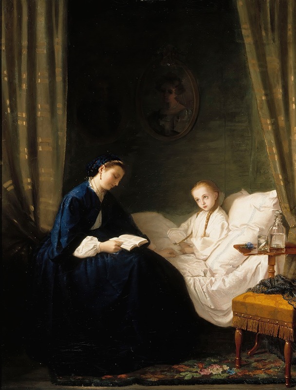 Ida Silfverberg - Mother Reading To Her Sick Child