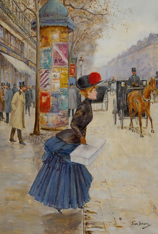 Jean Béraud - Jeune Femme Traversant Le Boulevard