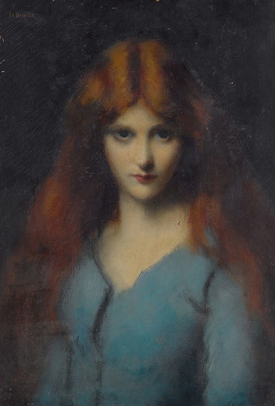 Jean-Jacques Henner - Head Of A Young Girl In A Blue Dress