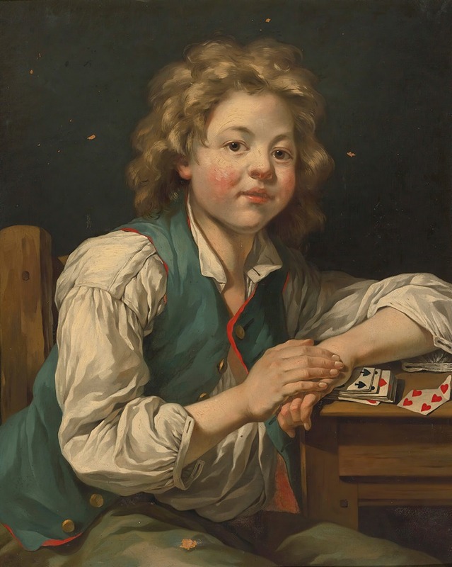 Jean-Baptiste Charpentier - A Boy, Seated Beside A table With Cards
