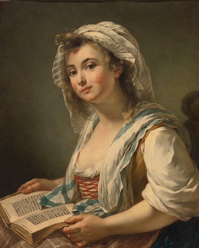 Jean-Baptiste Charpentier - A Girl,  Holding A Book