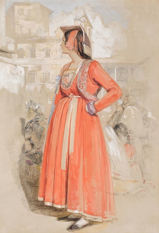 John Frederick Lewis - Study Of A Young Neapolitan Woman In Rome