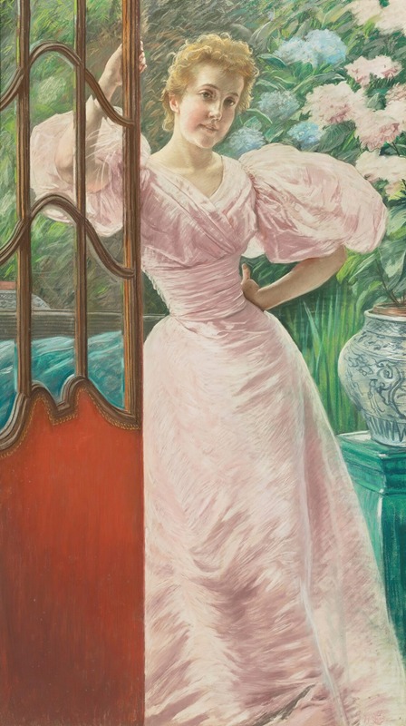 James Tissot - Portrait Of A Young Woman In A Conservatory