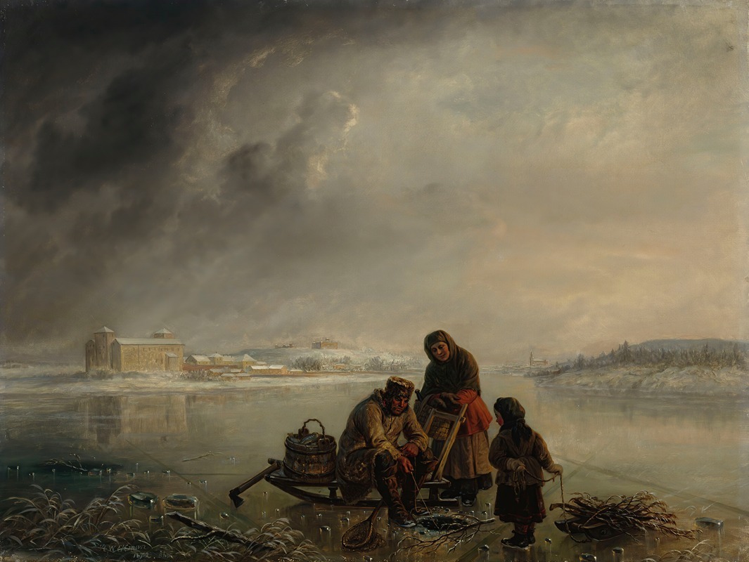 Robert Wilhelm Ekman - Winter Fishing In Front Of Turku