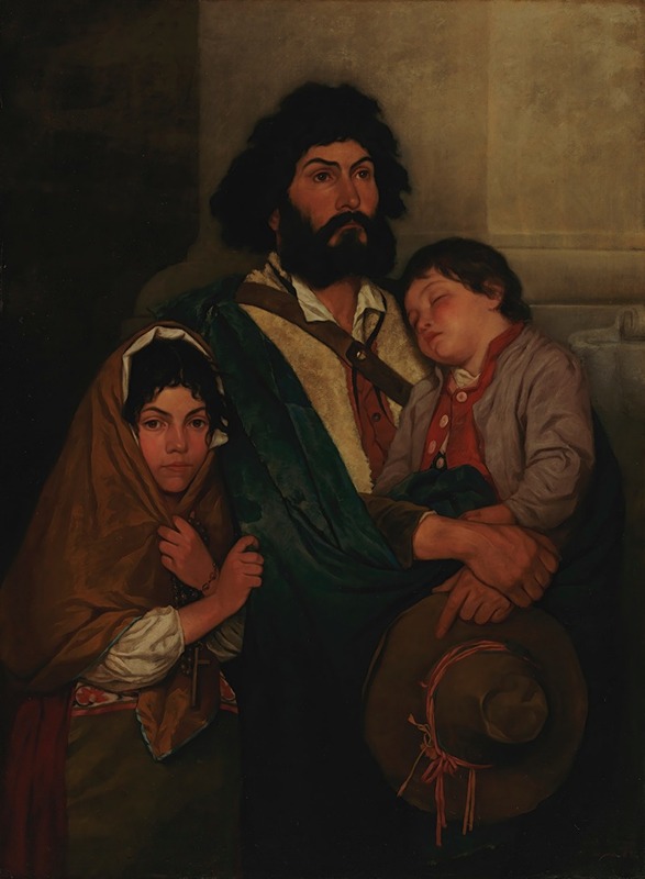 Severin Falkman - A Father With His Two Childen From Subiaco