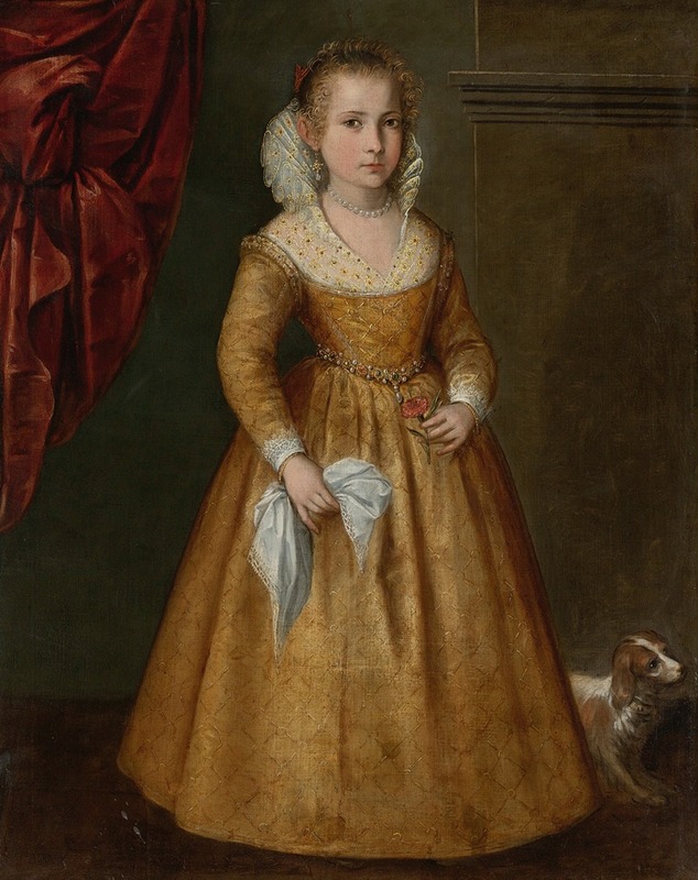 Venetian School - Portrait Of A Girl With Her Dog