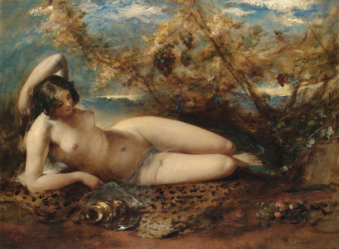 William Etty - A Young Women Reclining On A Fur Rug