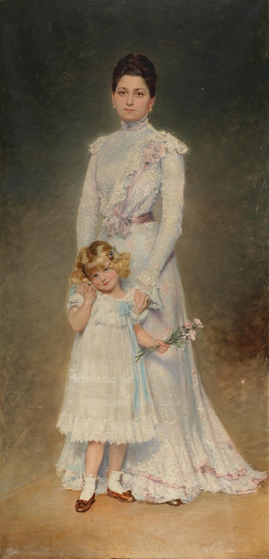 Adolf Pirsch - Portrait of Anna Maria Elisabeth Aloyse Countess Chorinsky Freiin von Ledske with her governess