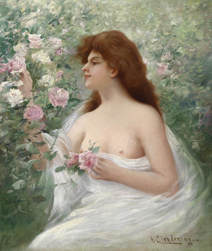 Alfred Glendening jr. - Junge Frau Rosen pflückend