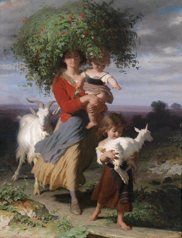 Alfred van Muyden - Mutter mit Kindern am Heimweg