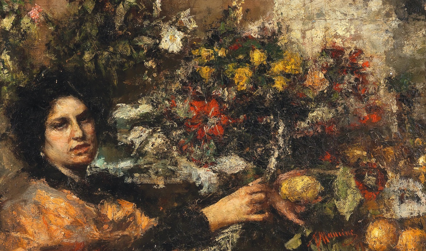 Antonio Mancini - The Flower Seller