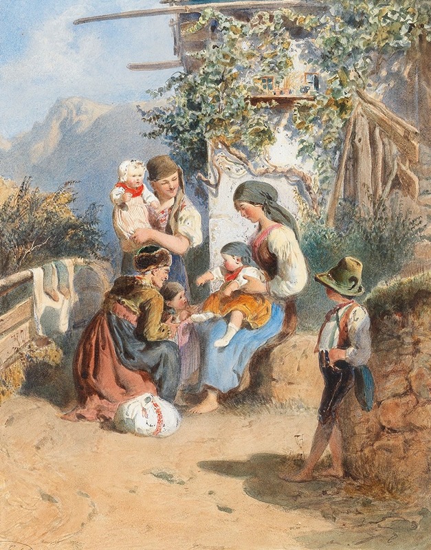 Carl Goebel the younger - A peasant family idyl
