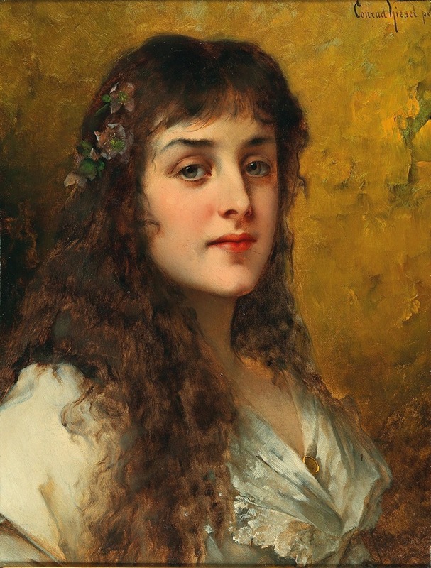 Conrad Kiesel - Bildnis einer Dame mit Schneerosen im Haar