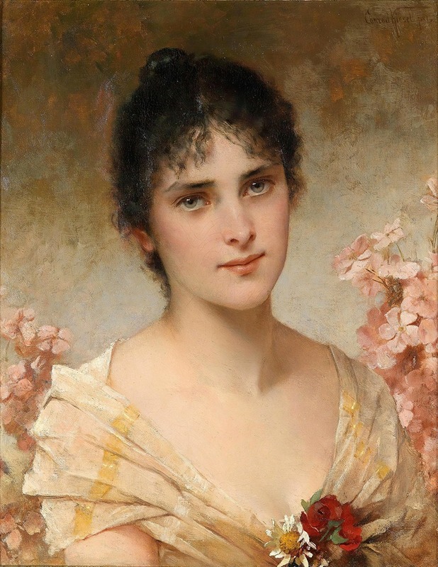 Conrad Kiesel - Girl with flowers (Mädchen mit Blumen)