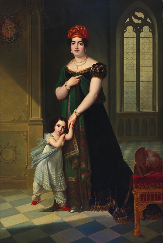François Joseph Kinson - Portrait of the Duquesa de Frias and her son