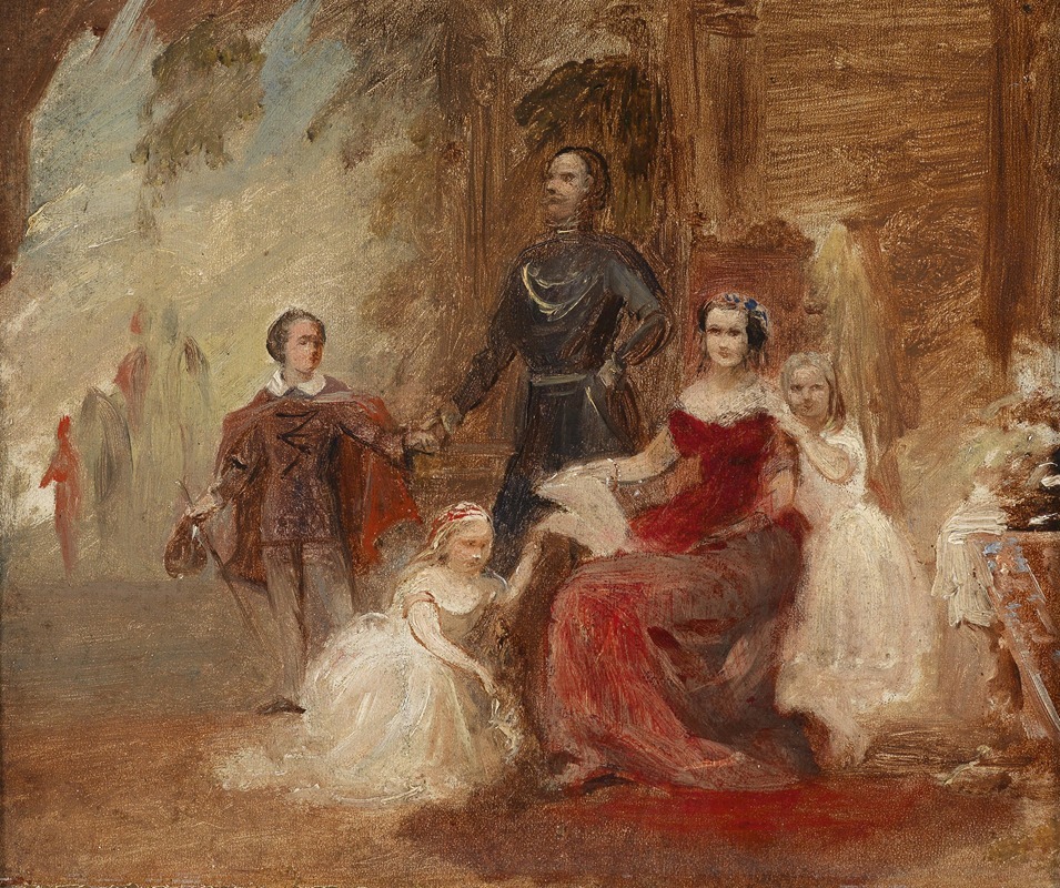 Friedrich August von Kaulbach - Königliche Familie von Hannover Ölstudie