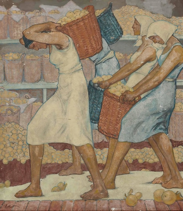 Fritz Erler - Frauen bei der Apfelernte