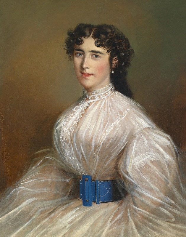 Jakob Franz Nitschner - Portrait einer Dame in weißem Kleid